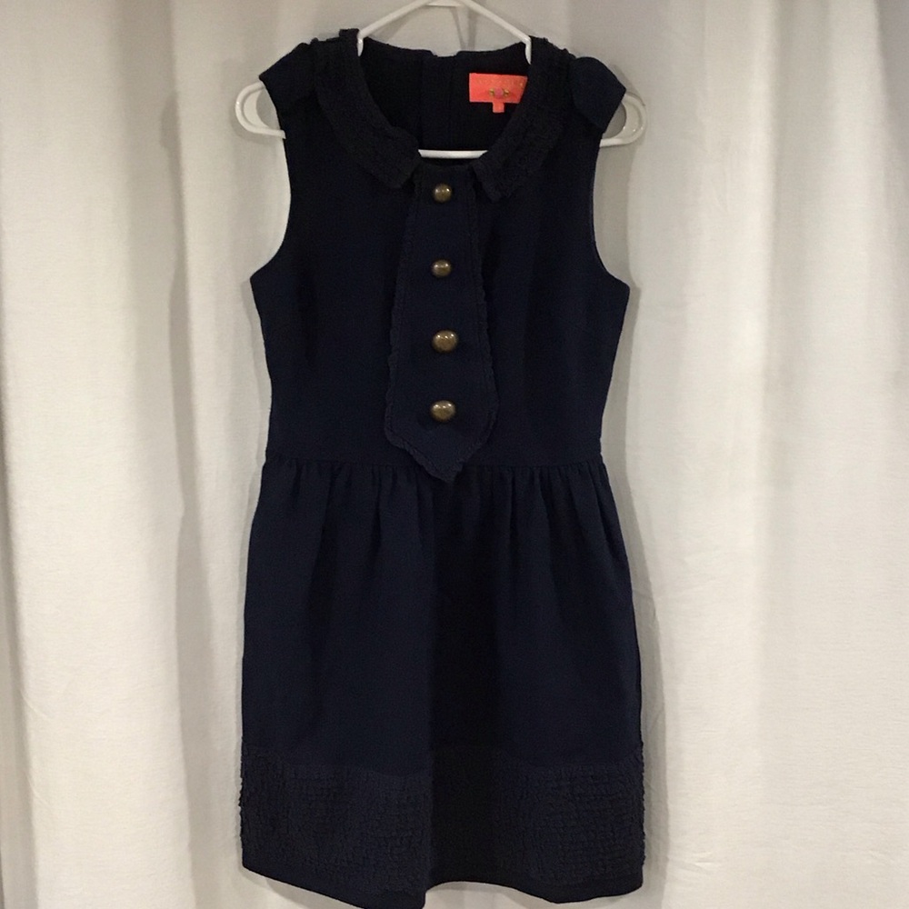 Navy Blue Sleeveless bohemian feminine dress by Manoush  Paris- based